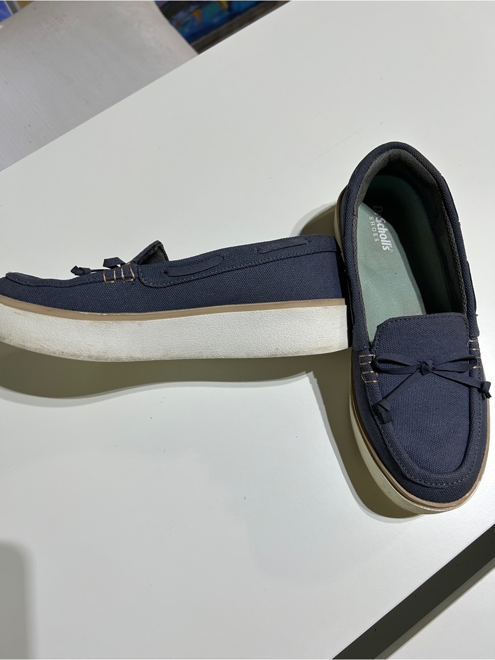 Dr. Scholl's Blue  Canvas Women's Slip-On Loafers 7M
